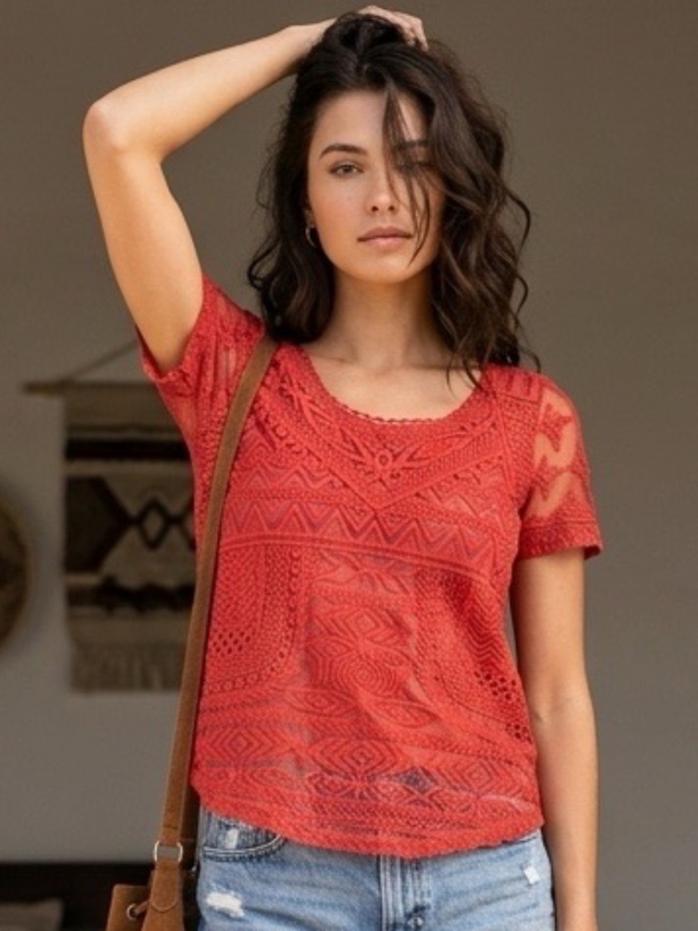 Deletta Lace Mesh Top Womens XXS Fairy Grunge Y2K Festival Boho Dainty Coquette